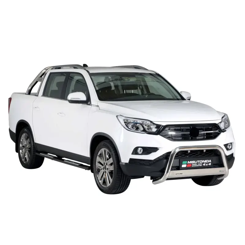 Edelstahl Seitenschweller Schwellerrohre für Ssangyong Musso 2018-2026 Schwarz Günstig