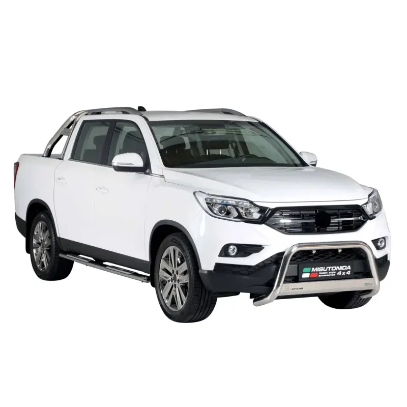 Edelstahl Seitenschweller Schwellerrohre für Ssangyong Musso 2018-2026 Silber Preiswert
