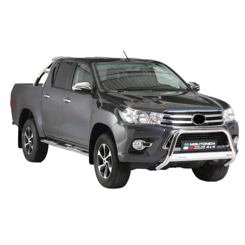 Stahl Seitenschweller Schwellerrohre für Toyota Hilux Double Cab 2016-2018 Grau Preisknaller