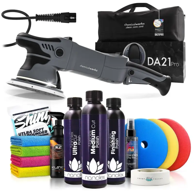 Finale Aktion chemicalworkz DA21 Pro Poliermaschinen Set mit Nanolex Polituren MULTI STEP