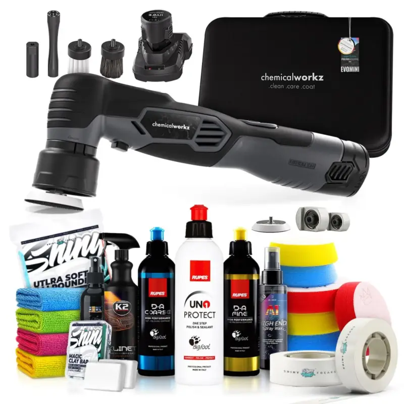 Ausverkauf chemicalworkz EVO Mini Akku Poliermaschinen Set mit Rupes Polituren & Zubehör