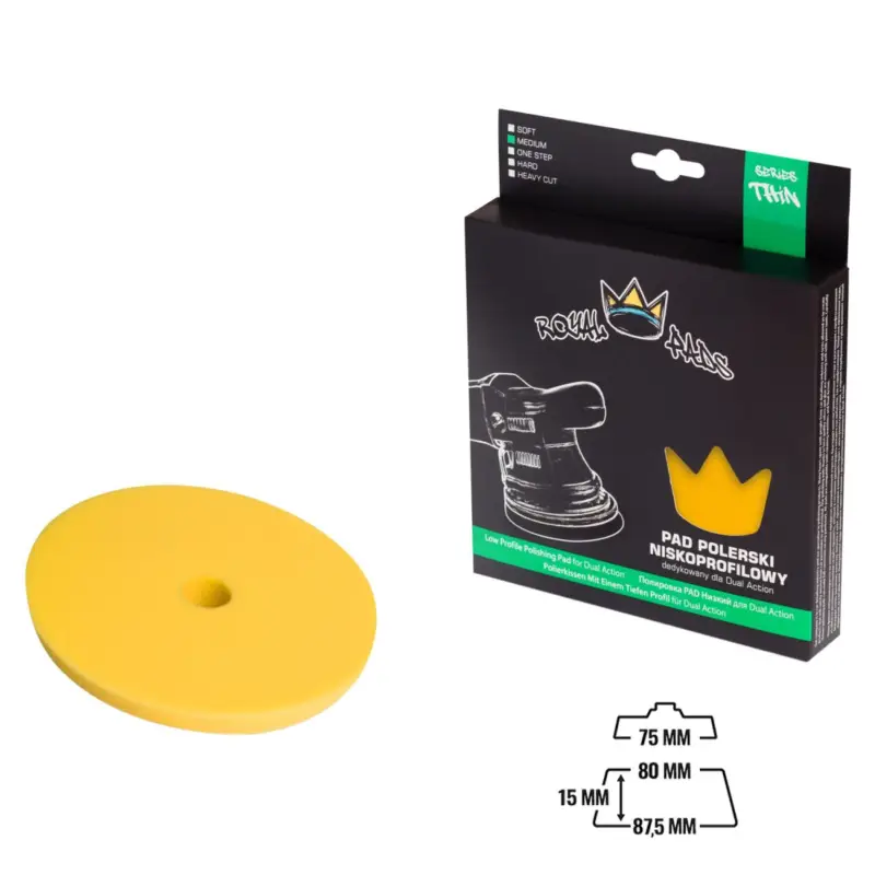 Ausverkauf Royal Pads THIN Medium Schaum-Polierpad 80mm gelb