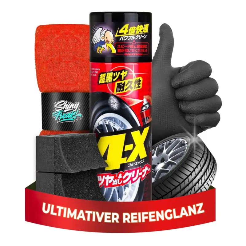 Abverkauf Soft99 Reifenpflege Set 4-X Tire Cleaner + Zubehör (5-teilig)