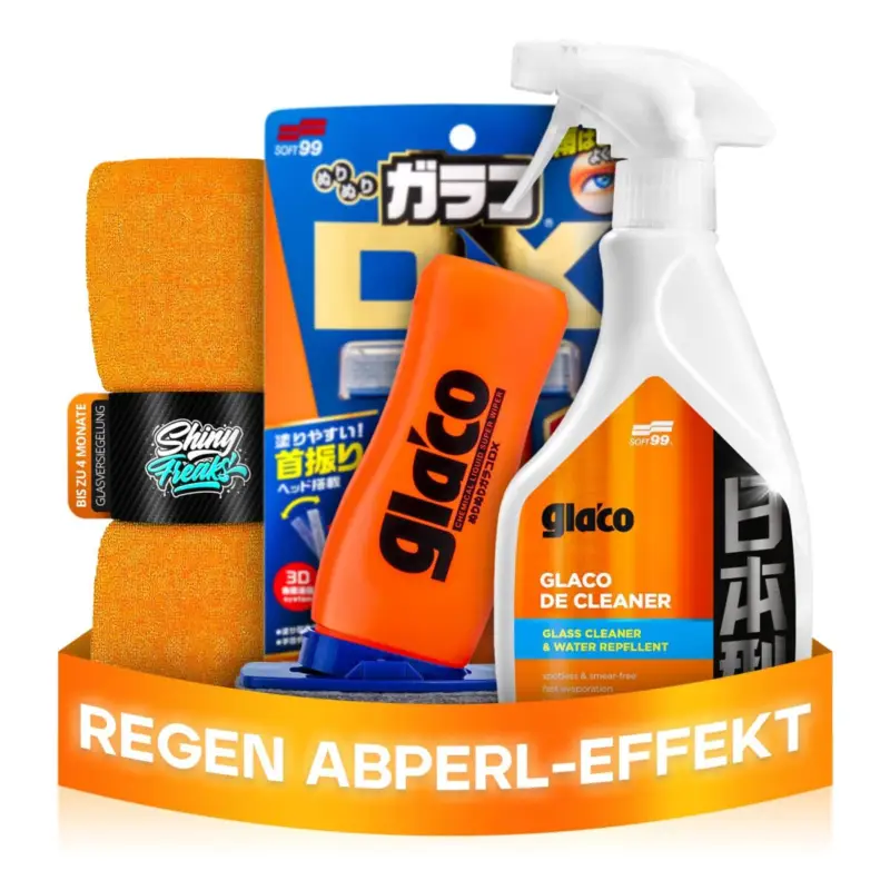 Soft99 Glas Set Glaco DX & De Cleaner + Mikrofasertuch (3-teilig) Expressversand