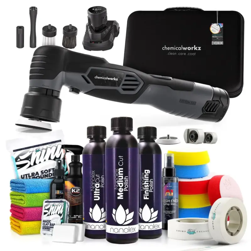 Nur Für Kurze Zeit chemicalworkz EVO Mini Akku Poliermaschinen Set mit Nanolex Polituren & Zubehör