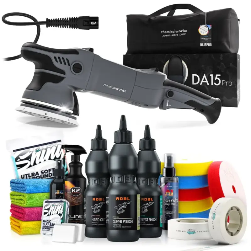 chemicalworkz DA15 Pro Poliermaschinen Set mit ADBL Polituren & Zubehör Neu Im Sortiment