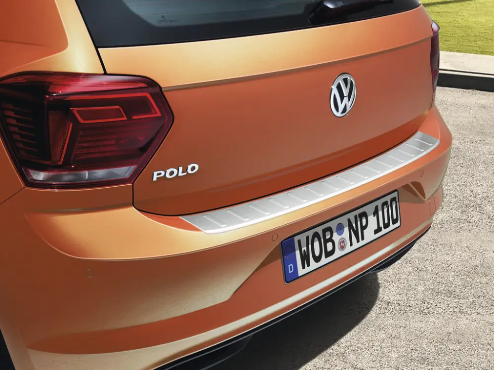 Ladekantenschutz Edelstahloptik gebürstet Original VW Polo Kantenschutz Kofferraum Stoßfänger Markenware