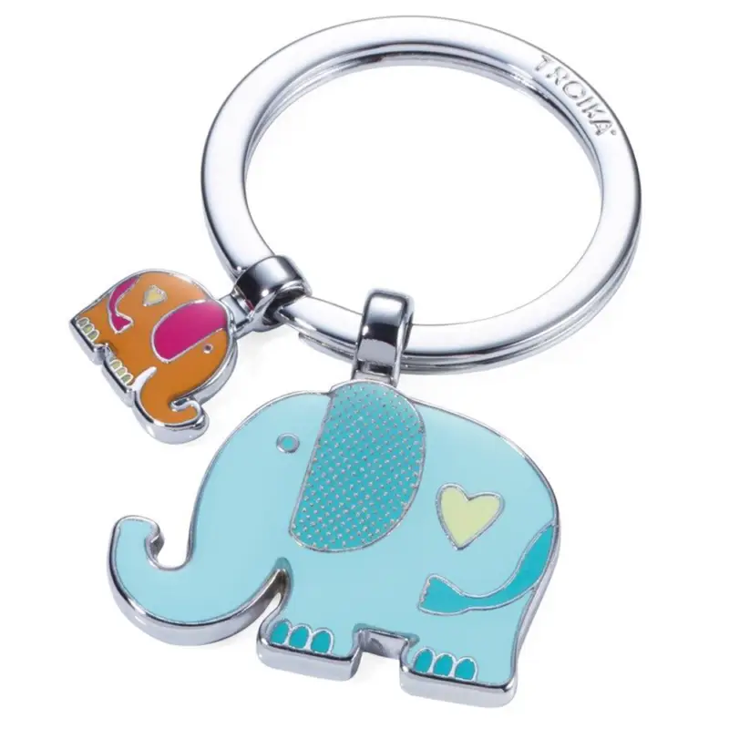 Nur Heute Schlüsselanhänger RÜSSELBANDE Elefant Keyring Anhänger Emaille Metallguss KR18-12