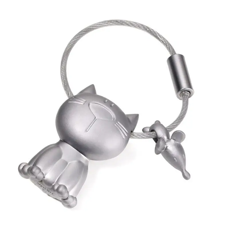 Schlüsselanhänger KATZ + MAUS Anhänger Katze Maus Metallguss Keyring KR14-20 Geprüft