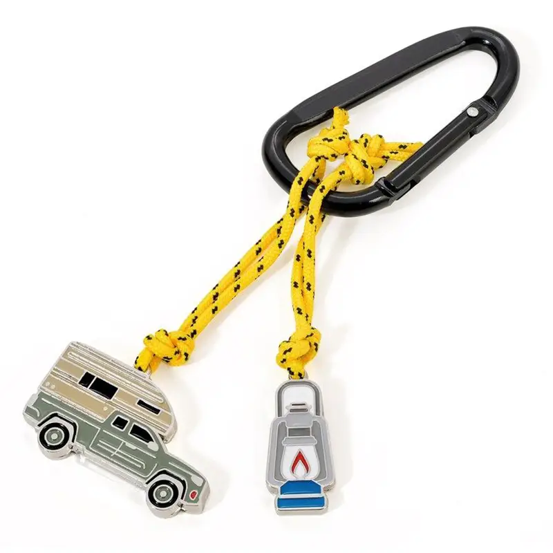 Top-Seller Schlüsselanhänger CAMPING Kletterseil Öllampe Pick-Up Camper Anhänger KR21-06
