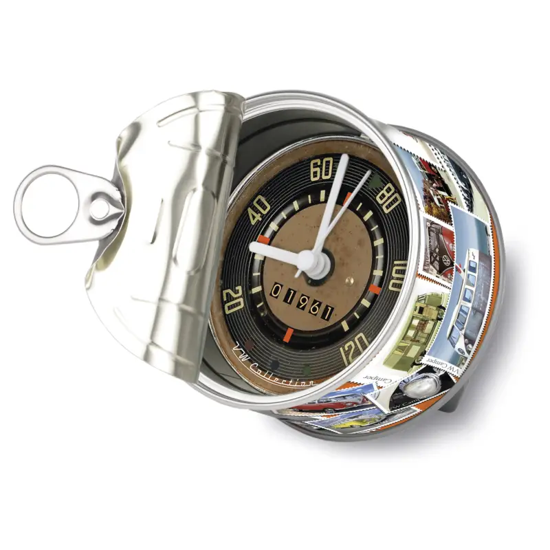 Neu Im Sortiment VW T1 MyClock Uhr Konservenformat Stamps Bulli Magnet Quarzuhrwerk BUMC02
