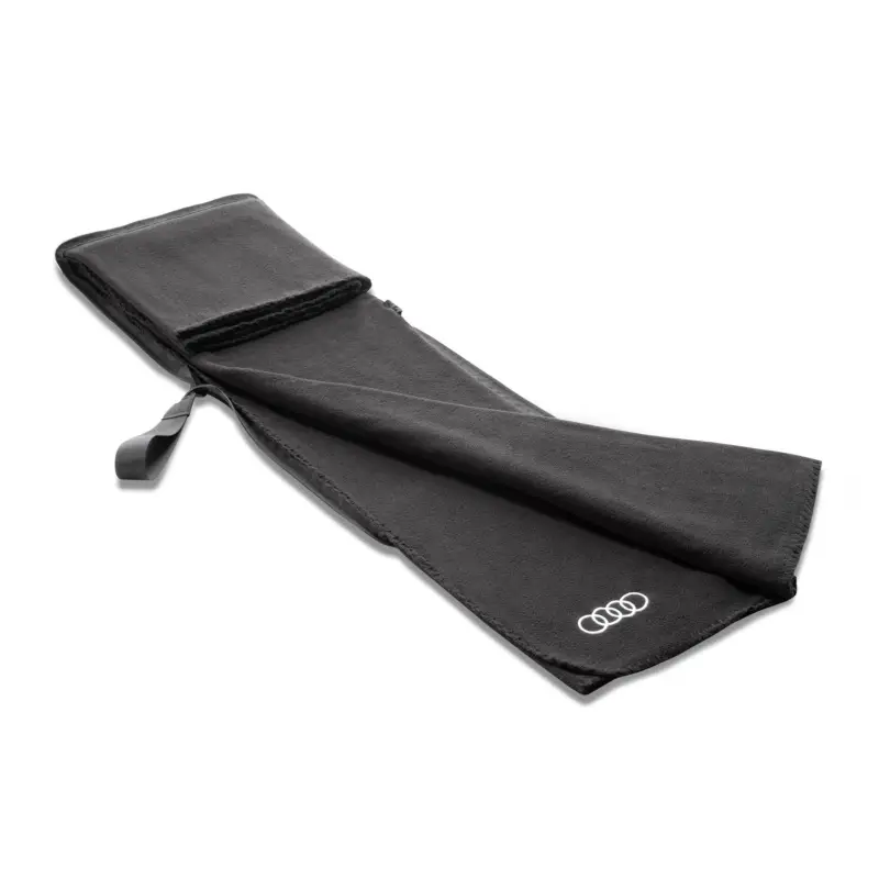 Original Audi Fleecedecke 2in1 Decke Kissen Ringe Logo schwarz 3292200300 Super-Preis