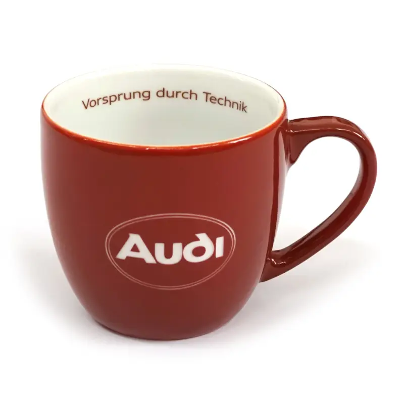 Audi Tasse rot Porzellan Becher Audi Oval Logo Kaffeebecher Kaffeetasse A8-8053 Ausverkauf