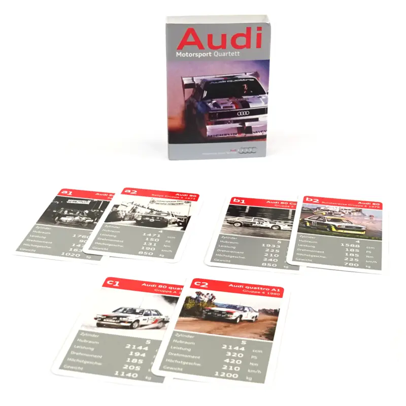 Garantierte Lieferung Audi Motorsport Quartett Karten Kartenspiel Gesellschaftsspiel A18-8000