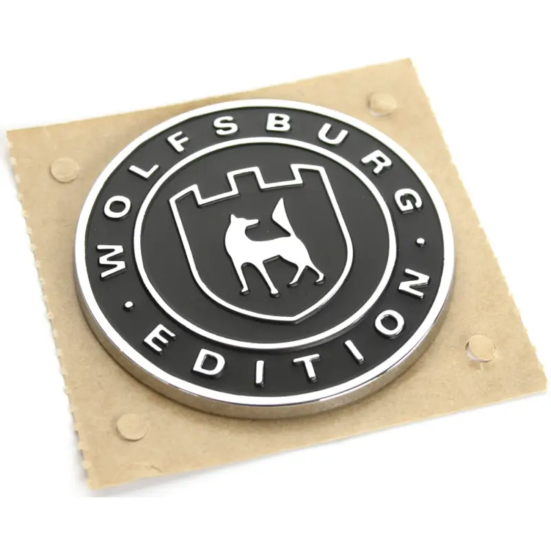 Heißes Angebot Original VW Wolfsburg Edition Plakette seitlich satinschwarz chromglanz