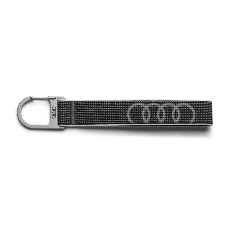 Abverkauf Original Audi Schlüsselanhänger Schlüsselband Schlaufe Ringe Logo Karabiner grau 3182400300