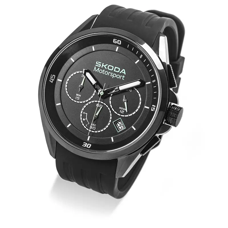 Markenprodukt Original Skoda Chronograph Motorsport Armbanduhr schwarz 000050800AD