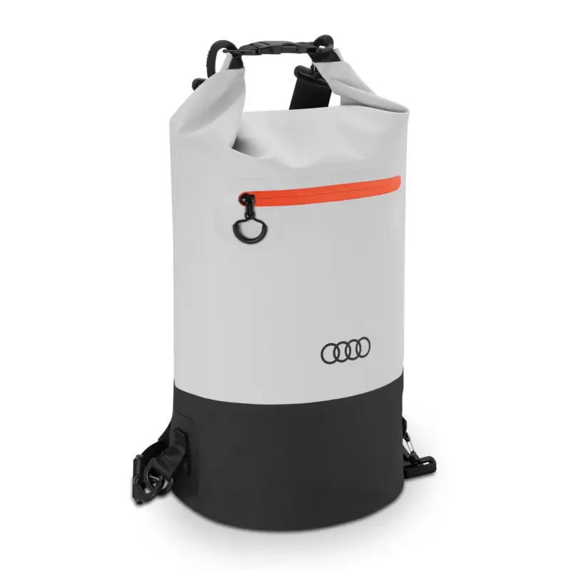 Abverkauf Original Audi Packsack wasserdicht Dry Bag Rucksack Tasche Ringe Logo grau 3152400700