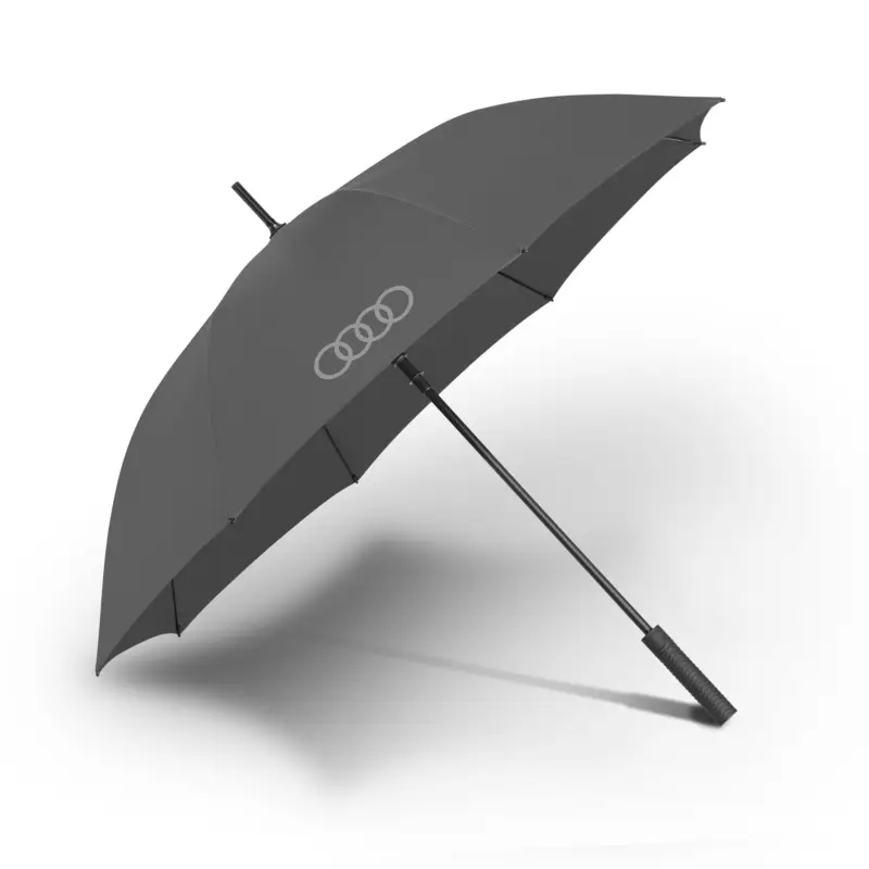 Original Audi Regenschirm Stockschirm Ringe Logo Automatik Schirm grau 3122600110 Highlight