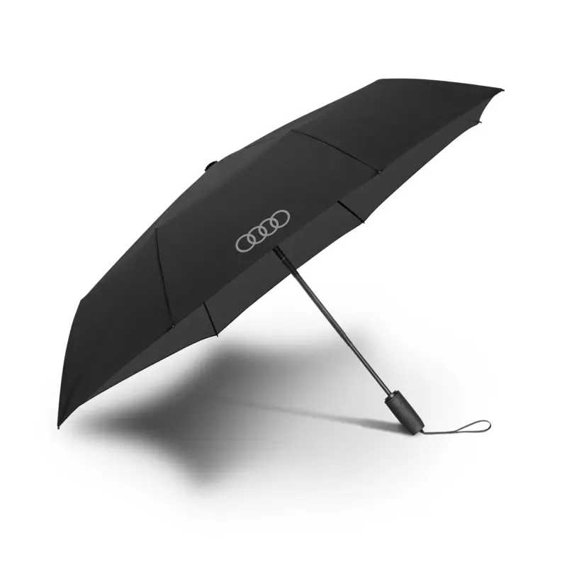 Billig Original Audi Regenschirm Taschenschirm Ringe Logo Automatik Schirm schwarz 3122600200