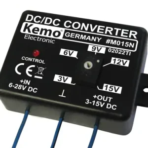 Ausverkauf Justierbarer regelbarer Spannungswandler 6-28V DC Eingang / 3-15V DC Ausgang max 1,5A Kemo M015N
