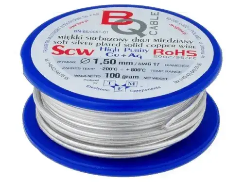 (6,66EUR pro 1m) Kupferdraht versilbert 1,5mm ca 6m auf Spule 0,1kg Nur Für Kurze Zeit